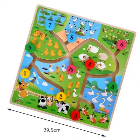 Puzzle Lemn Labirint in format 3D, Montessori, Multimi si numere, Edujucarii, 3 ani+ [1]