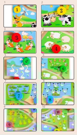 Puzzle Lemn Labirint in format 3D, Montessori, Multimi si numere, Edujucarii, 3 ani+ [8]