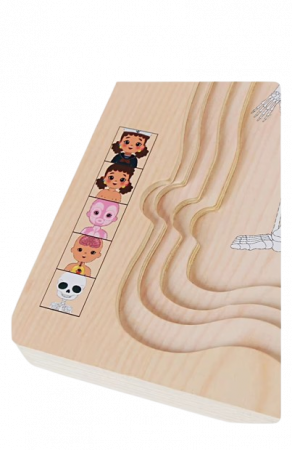 Puzzle Montessori din lemn cu 5 straturi, Invatati Despre Corpul Uman in Mod Interactiv, 17 piese, fetita, 3 ani+, EduJucarii [4]