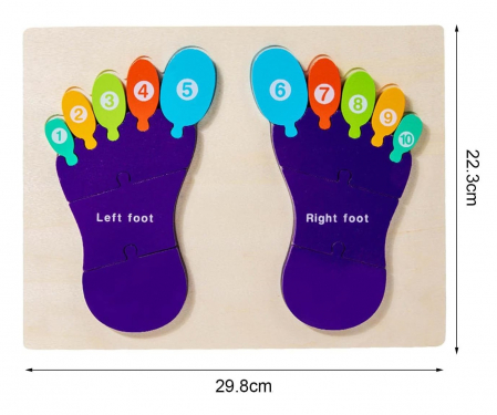 Set de 2 Puzzle Montessori, talpile si palmele, Instrument Educativ pentru Recunoasterea Lateralitatii, 3 ani+, EduJucarii [5]