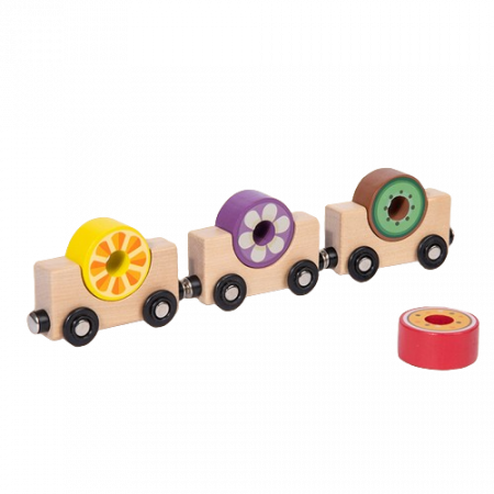 Set cuburi constructie si trenulet Ferma Animalelor, 43 piese constructie, 1 trenulet magnetic cu 3 vagoane si un puzzle, 3 ani+, EduJucarii [5]