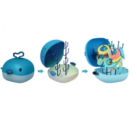 Set 13 piese jucarii zornaitoare pentru bebelusi, jucarii pentru dentitie, cutie de transport in forma de balena, 0 luni, Edujucarii - Ibi-irn [5]