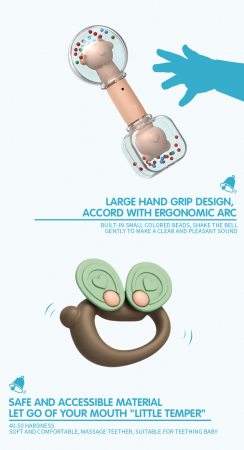 Set 13 piese jucarii zornaitoare pentru bebelusi, jucarii pentru dentitie, cutie de transport in forma de balena, 0 luni, Edujucarii - Ibi-irn [4]