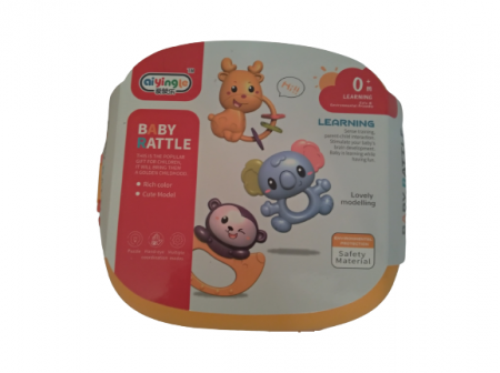 Set 12 piese jucarii zornaitoare pentru bebelusi, jucarii pentru dentitie, cutie de transport in forma de maimutica, 0 luni, Edujucarii - Aiyingle [6]