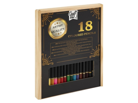 Noutati si reduceri - Set 18 creioane colorate in cutie de lemn, Craft ID