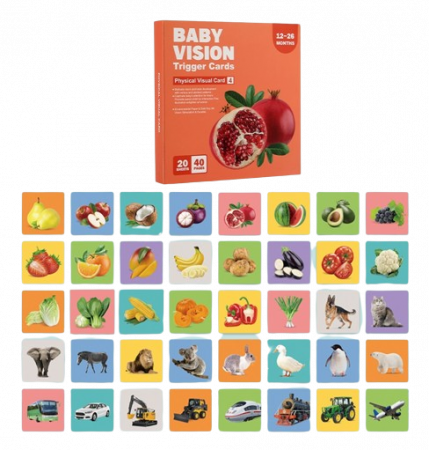 Set 20 carduri stimulare vizuala bebe, Color interactive, 12 – 36 luni, EduJucarii [0]