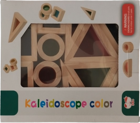 Set 24 Blocuri Tridimensionale de constructie, placa acrilica si lemn masiv, jucarie educationala, Kaleidoscope color, 3 ani+, Edujucarii [17]
