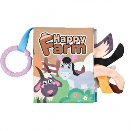 Set 4 carti senzoriale fosnitoare pentru bebelusi, cu animalute colorate, Dinosaur world, Happy farm, Land Animals, Marine Animals, 11 x 13.5 cm [5]