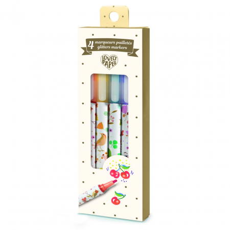 Rechizite Creative - Set 4 markere cu sclipici Tinou, Djeco