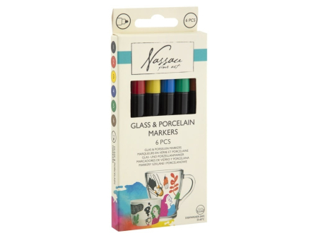 Noutati si reduceri - Set 6 markere pentru sticla si portelan, Fine Art, Nassau