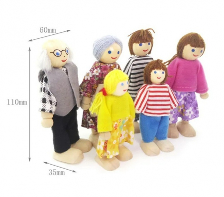 Set 6 papusi pentru casute de papusi, lemn, multicolor,  3 ani+, EduJucarii [5]