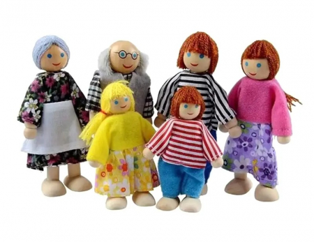 Set 6 papusi pentru casute de papusi, lemn, multicolor,  3 ani+, EduJucarii [0]