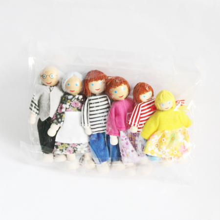 Set 6 papusi pentru casute de papusi, lemn, multicolor,  3 ani+, EduJucarii [7]