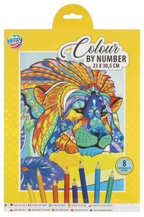 Noutati si reduceri - Set creativ, Coloreaza pe numere, A4, 8 creioane, leu, Moxy