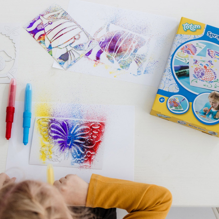 Set creativ de desenat cu sabloane si carioci spray [2]