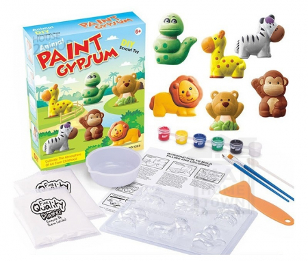 Set creativ de pictat figurine pe gips, Animale salbatice, 6 piese [2]