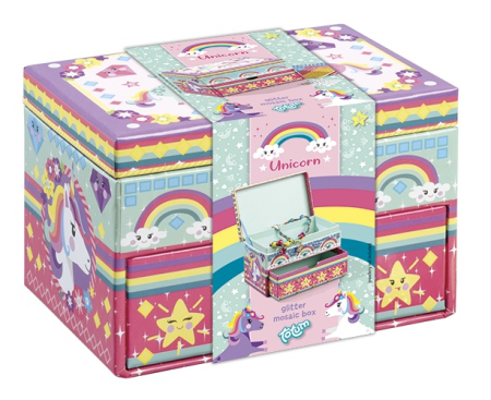 Noutati si reduceri - Set creativ DIY de decorat cutie de bijuterii cu unicorni