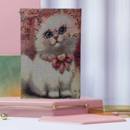 Set creativ goblen cu diamante pentru copii, 5D, Pisicuta, 21 x 31 cm, Multicolor [3]