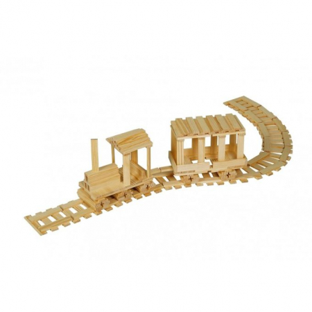 Set Cuburi de constructie, 120 piese, Lemn, Micul Arhitect, natur, 3 ani, EduJucarii [3]
