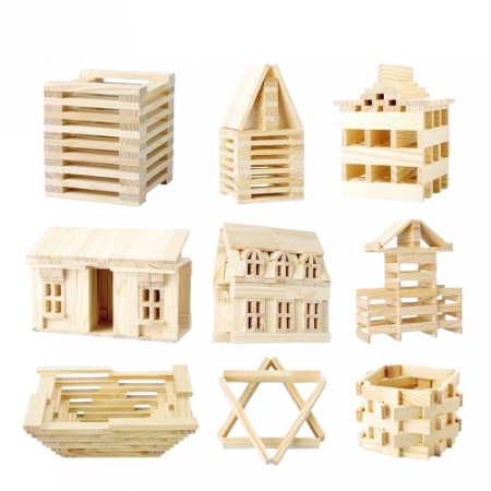 Set Cuburi de constructie, 120 piese, Lemn, Micul Arhitect, natur, 3 ani, EduJucarii [8]