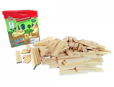 Set Cuburi de constructie, 120 piese, Lemn, Micul Arhitect, natur, 3 ani, EduJucarii [12]