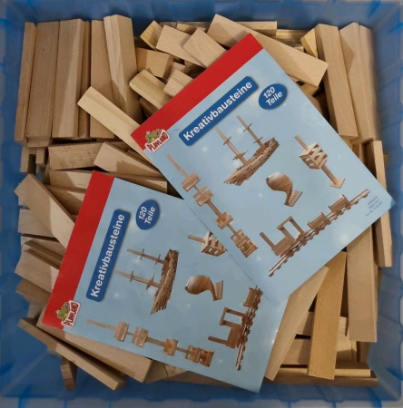 Set Cuburi de constructie, 120 piese, Lemn, Micul Arhitect, natur, 3 ani, EduJucarii [14]