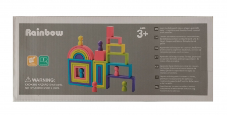 Set de 28 de piese din lemn, curcubeu, blocuri de constructie pentru Prescolari, Jucarie pentru dezvoltare timpurie, Educatie Montessori,  3 ani+ EduJucarii [8]