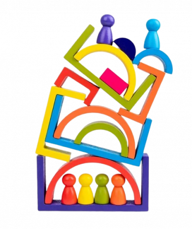 Set de 28 de piese din lemn, curcubeu, blocuri de constructie pentru Prescolari, Jucarie pentru dezvoltare timpurie, Educatie Montessori,  3 ani+ EduJucarii [4]