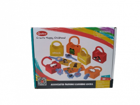 Set de 6  Lacate, 6 chei, cartonase de asociere cu imagini diverse, Broscuta, Norisori, Cuvinte, 18 piese, 3 ani +, Edujucarii [7]