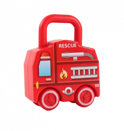 Set de 6  Lacate Masini cu Numere si 6 chei, Ambulanta, Politie, Autobuz Scolar, Camion cu Inghetata si Camion cu ceai,  Jucarie Educativa, Edujucarii [3]
