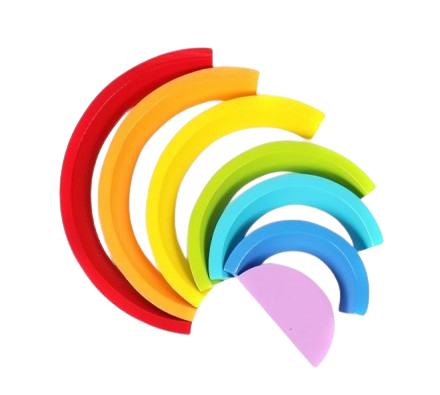 Set de 7 de piese din lemn, curcubeu, blocuri de constructie Prescolari, Jucarii pentru dezvoltare timpurie, Educatie Montessori, 18 luni+, Edujucarii [2]