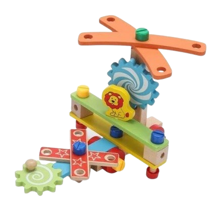 Set de constructie 3 in 1, scaun, avion, masinuta, lemn,  Montessori, 3 ani +, Edujucarii [2]