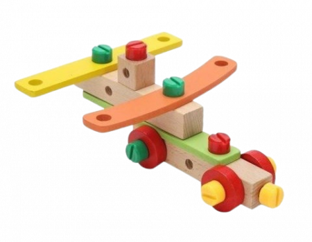 Set de constructie 3 in 1, scaun, avion, masinuta, lemn,  Montessori, 3 ani +, Edujucarii [4]