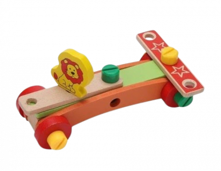 Set de constructie 3 in 1, scaun, avion, masinuta, lemn,  Montessori, 3 ani +, Edujucarii [3]