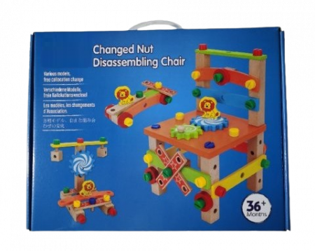 Set de constructie 3 in 1, scaun, avion, masinuta, lemn,  Montessori, 3 ani +, Edujucarii [8]