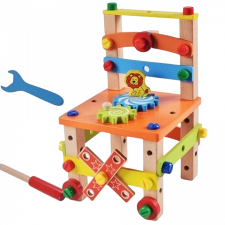 Set de constructie 3 in 1, scaun, avion, masinuta, lemn,  Montessori, 3 ani +, Edujucarii [1]