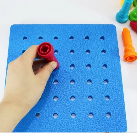 Set de constructie, stivuire, educational, cuie multicolore, 25 piese, 3 ani+ [7]