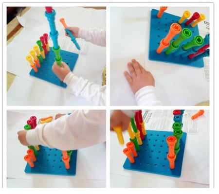 Set de constructie, stivuire, educational, cuie multicolore, 25 piese, 3 ani+ [3]