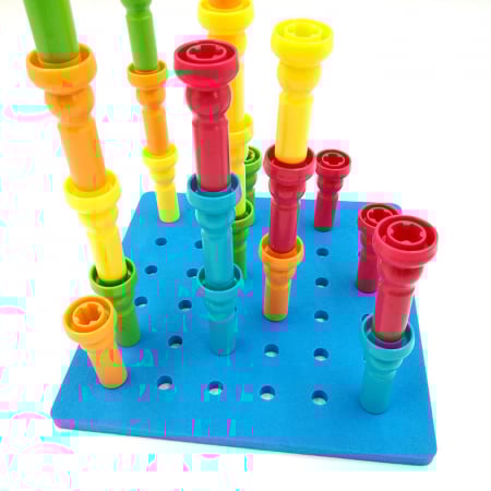 Set de constructie, stivuire, educational, cuie multicolore, 25 piese, 3 ani+ [2]