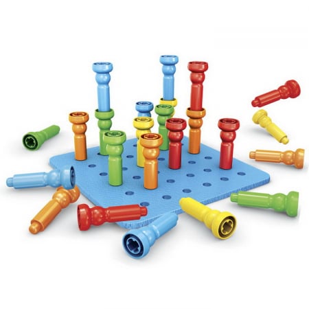 Set de constructie, stivuire, educational, cuie multicolore, 25 piese, 3 ani+ [5]