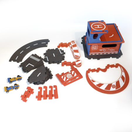 Set de constructie Garaj modular cu pista si 2 masini de curse, Croc toys [4]