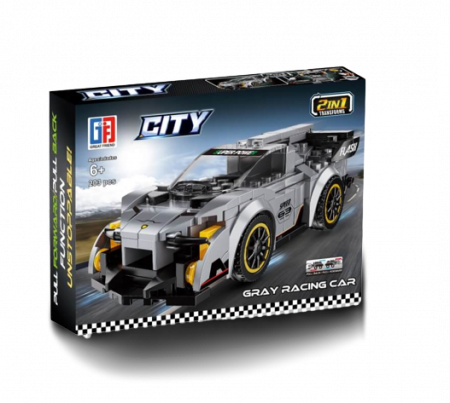 Set de constructie, Masinuta tranformabila in Robot, Gray Racing Car [1]
