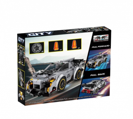 Set de constructie, Masinuta tranformabila in Robot, Gray Racing Car [2]