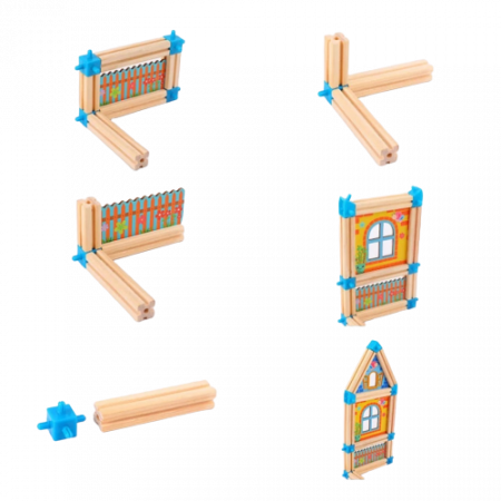 Set de construit din lemn, Casa, castel, 128 piese, 3 ani [3]