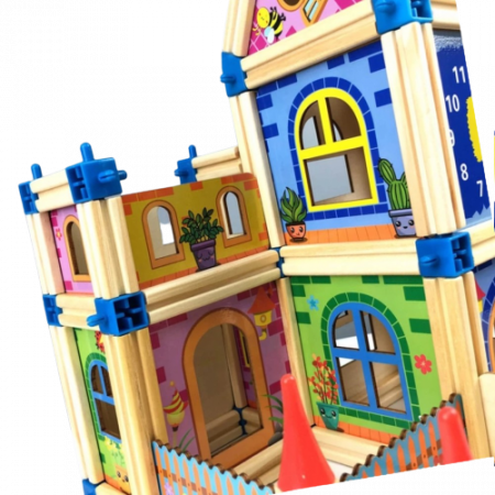 Set de construit din lemn, Casa, castel, 128 piese, 3 ani [4]