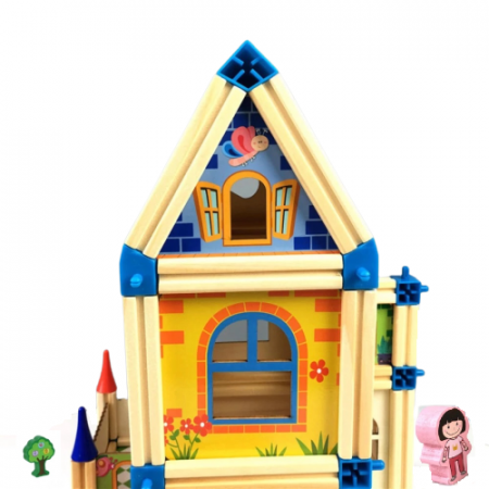 Set de construit din lemn, Casa, castel, 128 piese, 3 ani [5]