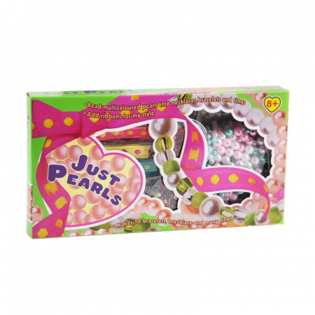 Frumusete, bijuterii si accesorii fetite - Set de creatie, margele de perle, Multicolor, 8 ani +