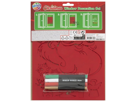 Set de decoratiuni pentru ferestre, cu markere si sabloane, tematica Craciun [1]