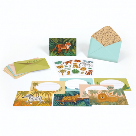 Set de invitatii cu animale din jungla, Djeco [1]