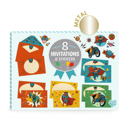 pentru FETE - Set de invitatii Supereroi, Djeco